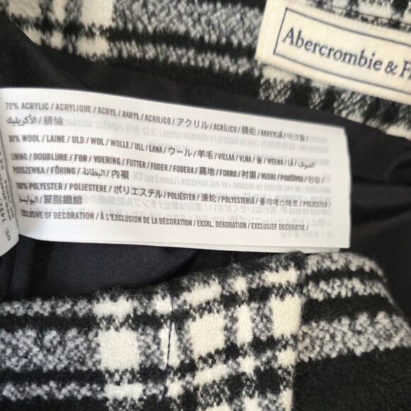 Y2K Abercrombie & Fitch Wool Mini Skirt Sz 00 Black Plaid White Tartan Twee Core - Picture 9 of 12